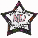 Star-Shaped Foil Balloon - It's All About Me Birthday